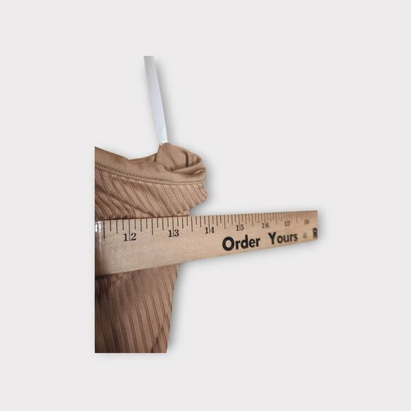 Privacy Please Womens Ribbed One Shoulder Bodysuit Tan Nude M Elegant Minimal - Picture 5 of 8